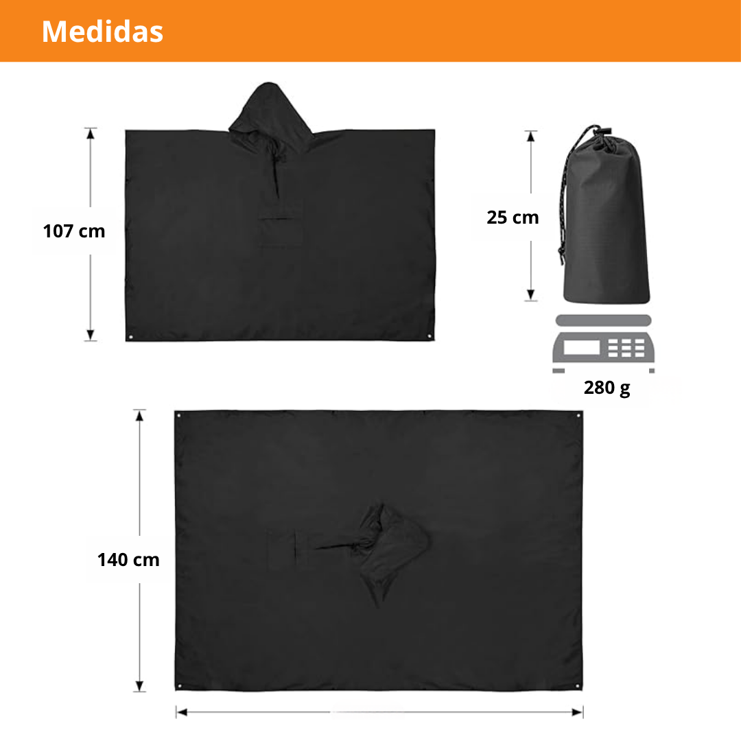 Impermeable Tipo Ponhco 3 en 1